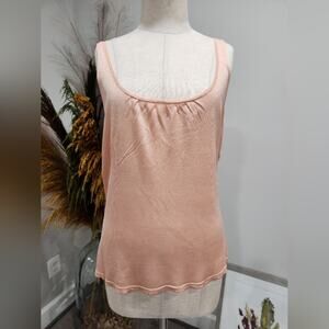Linda Allard Ellen Tracy Pure Silk Knit Tank Top in Peach sz M